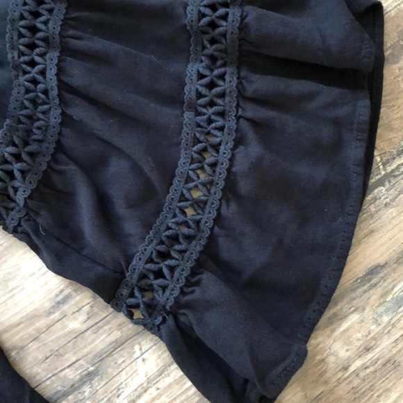 xhilaration black bell sleeve tie front top - Picture 5 of 10